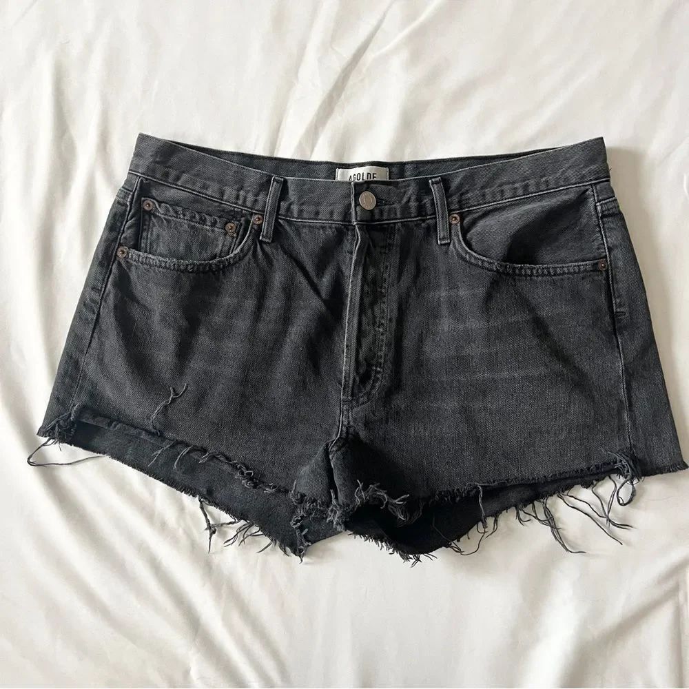 Agolde Parker Vintage Cut Off Shorts Womens Size 30 Grey Washed Black Jean